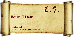 Baur Timur névjegykártya